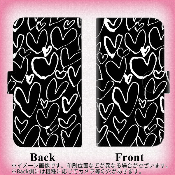 iPhone 6 Plus 1124 ハート BK&WH 通常型 プリント手帳型ケース
