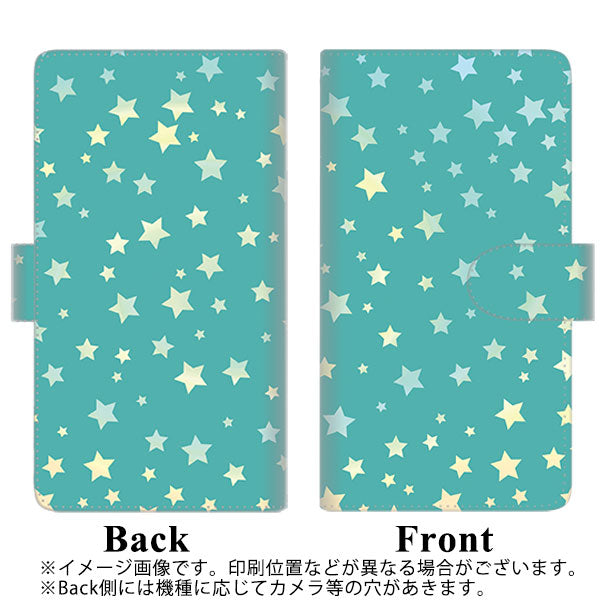 docomo らくらくスマートフォン3 F-06F 高画質仕上げ プリント手帳型ケース(通常型)【SC898 星柄プリント(グリーン)】