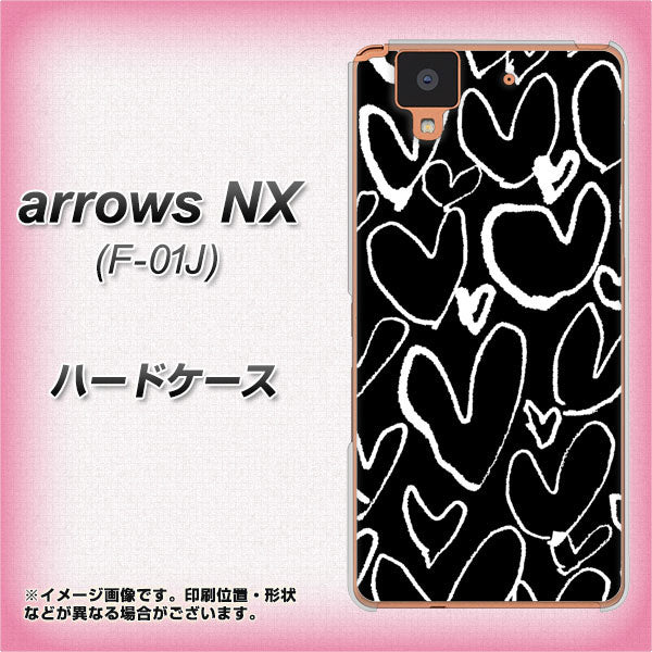 arrows NX F-01J docomo 1124 ハート BK&WH ハードケース 背面印刷