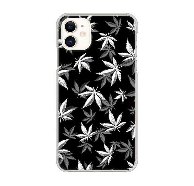 iPhone 11 064 モノトーン大麻ブラック ハードケース 背面印刷