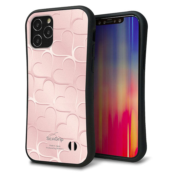 iPhone 12 スマホケース 「SEA Grip」 グリップケース Sライン 【1340 かくれハート ローズピンク】 UV印刷