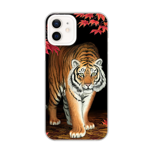 iPhone 12 177 もみじと虎 ハードケース 背面印刷