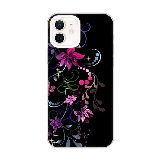 iPhone 12 263 闇に浮かぶ華 ハードケース 背面印刷