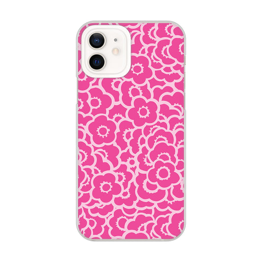 iPhone 12 716 ピンクフラワー ハードケース 背面印刷
