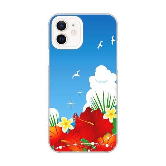 iPhone 12 VA821 ハイビスカスと青空 ハードケース 背面印刷