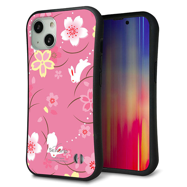 iPhone 13 スマホケース 「SEA Grip」 グリップケース Sライン 【149 桜と白うさぎ】 UV印刷