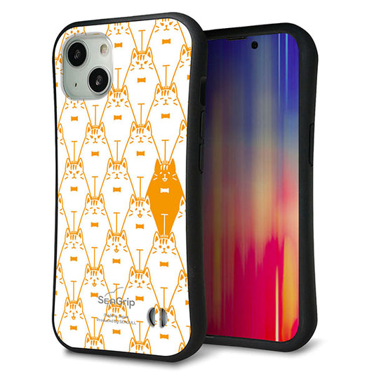 iPhone 13 スマホケース 「SEA Grip」 グリップケース Sライン 【MA915 パターン ネコ】 UV印刷