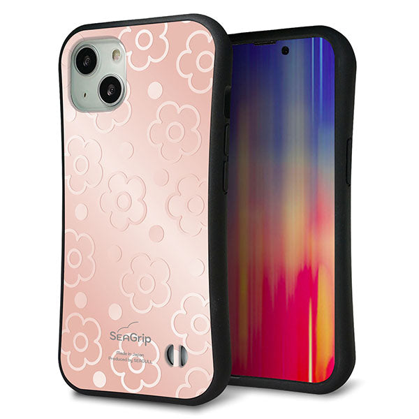 iPhone 13 スマホケース 「SEA Grip」 グリップケース Sライン 【SC843 エンボス風デイジードット(ローズピンク)】 UV印刷