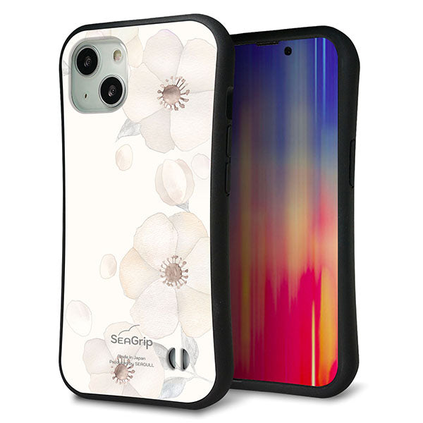 iPhone 13 スマホケース 「SEA Grip」 グリップケース Sライン 【SC952 ドゥ・フルール(セピア)】 UV印刷