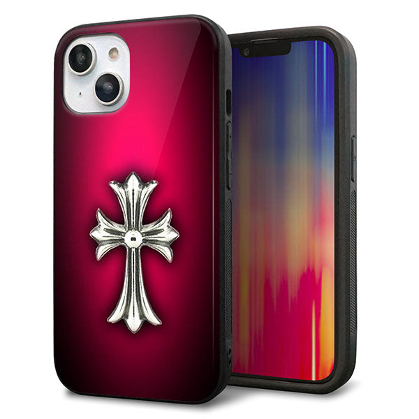 iPhone 14 強化ガラス&TPUスマホケース ガラプリ【249 クロスレッド】