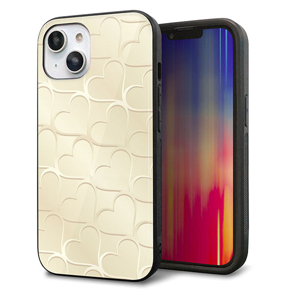 iPhone 14 強化ガラス&TPUスマホケース ガラプリ【630 かくれハート】