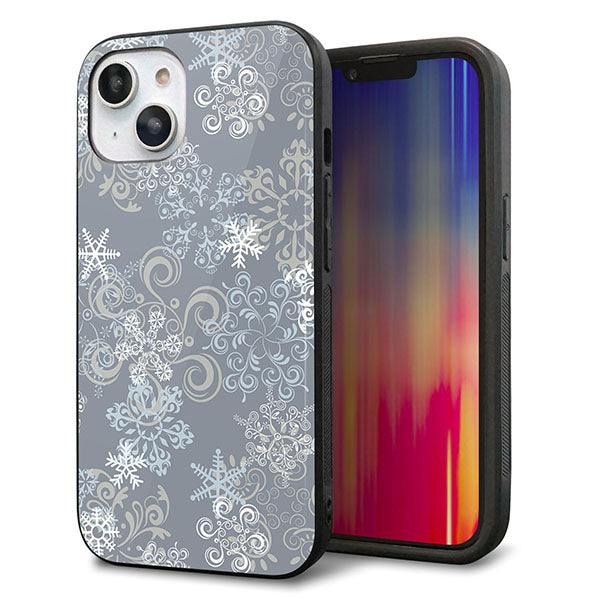 iPhone 14 強化ガラス&TPUスマホケース ガラプリ【XA801 雪の結晶】