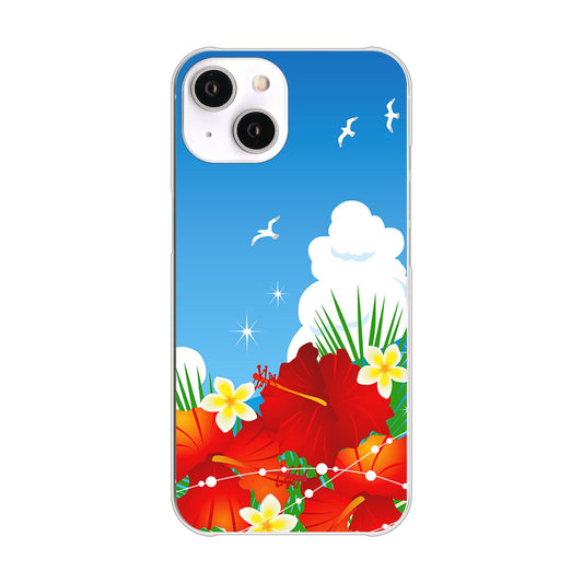 iPhone 14 VA821 ハイビスカスと青空 ハードケース 背面印刷