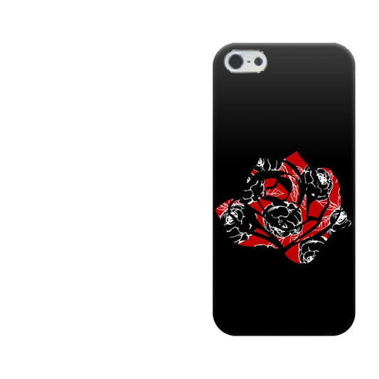iPhone 5 1186 レッドローズ in ブラックローズ ハードケース 背面印刷