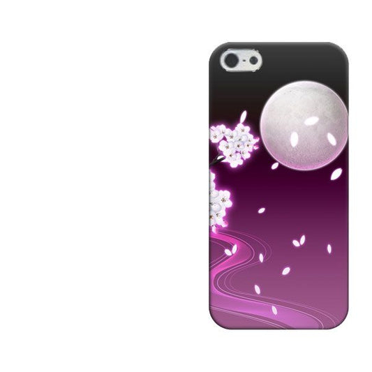 iPhone 5 1223 紫に染まる月と桜 ハードケース 背面印刷