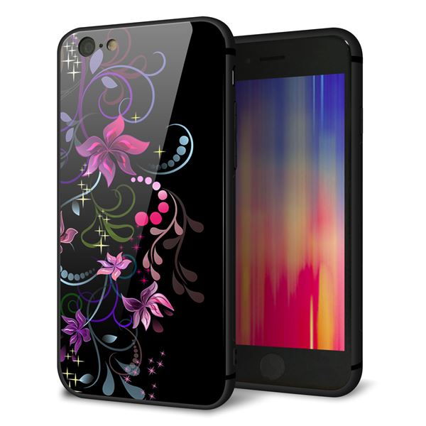 iPhone 6 強化ガラス&TPUスマホケース ガラプリ【263 闇に浮かぶ華】