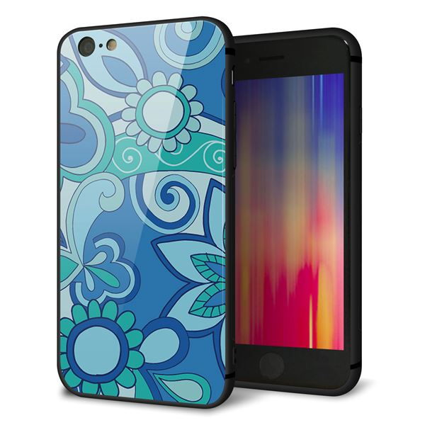 iPhone 6 強化ガラス&TPUスマホケース ガラプリ【409 ブルーミックス】