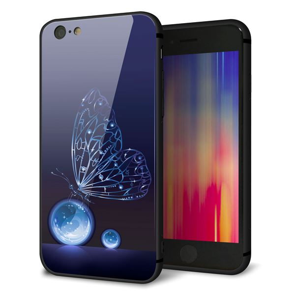 iPhone 6 強化ガラス&TPUスマホケース ガラプリ【418 神秘の蝶】