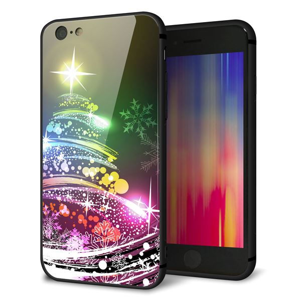 iPhone 6 強化ガラス&TPUスマホケース ガラプリ【722 レインボークリスマス】