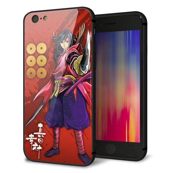 iPhone 6 強化ガラス&TPUスマホケース ガラプリ【AB807 真田幸村 イラストと家紋】