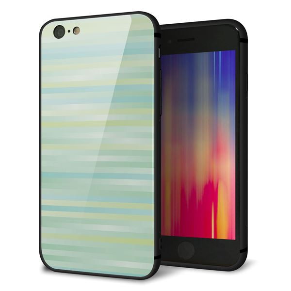 iPhone 6 強化ガラス&TPUスマホケース ガラプリ【IB908 グラデーションボーダー_グリーン】