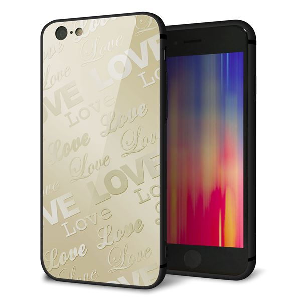 iPhone 6 強化ガラス&TPUスマホケース ガラプリ【SC840 エンボス風LOVEリンク(ヌーディーベージュ)】