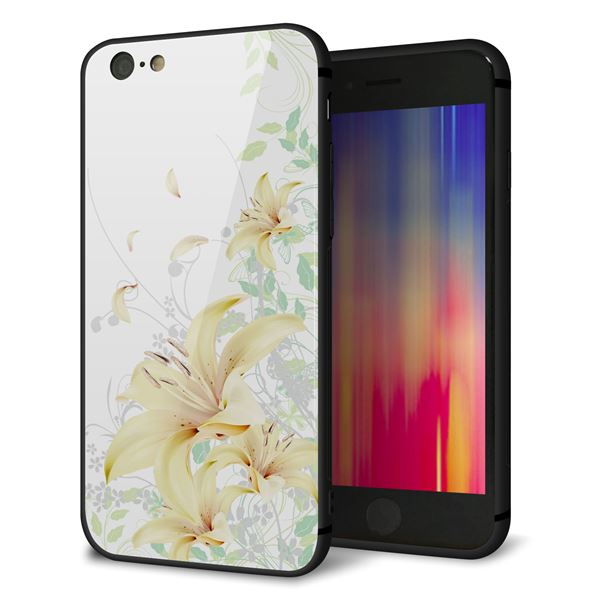 iPhone 6 強化ガラス&TPUスマホケース ガラプリ【SC851 ユリ(ホワイト)】