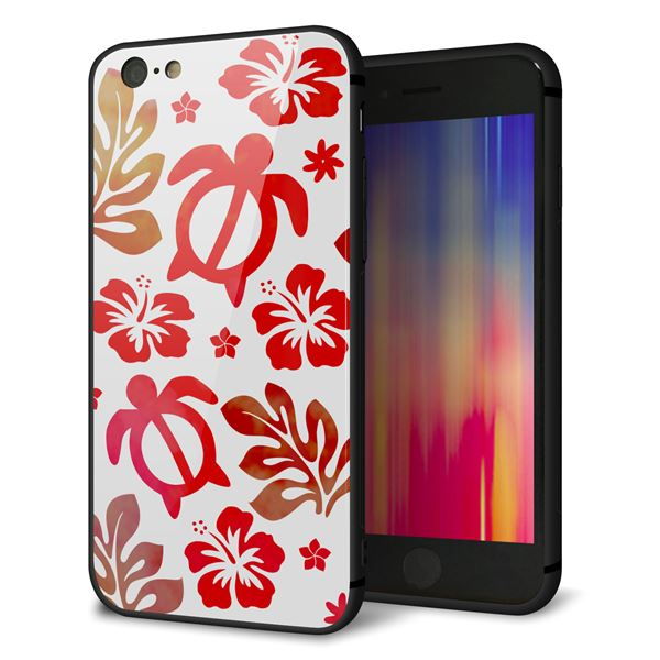 iPhone 6 強化ガラス&TPUスマホケース ガラプリ【SC881 ハワイアンアロハホヌ(レッド)】