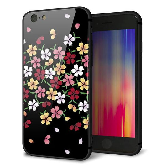 iPhone 6 強化ガラス&TPUスマホケース ガラプリ【YJ323 和柄 なでしこ】