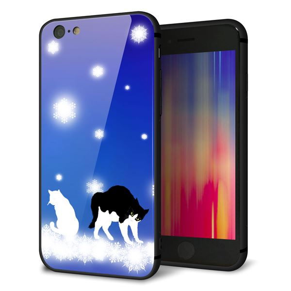 iPhone 6 強化ガラス&TPUスマホケース ガラプリ【YJ335 雪の結晶 はちわれ】