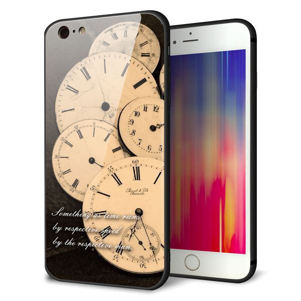 iPhone 6 Plus 強化ガラス&TPUスマホケース ガラプリ【KM874 時計】