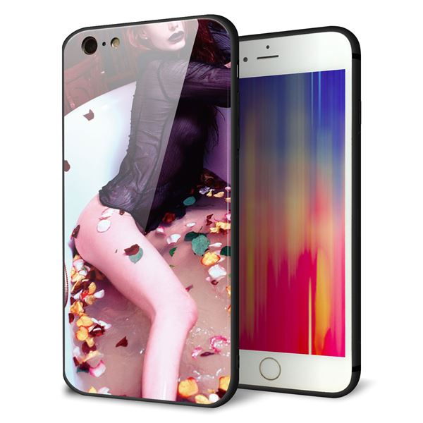 iPhone 6 Plus 強化ガラス&TPUスマホケース ガラプリ【KM885 バラ風呂】