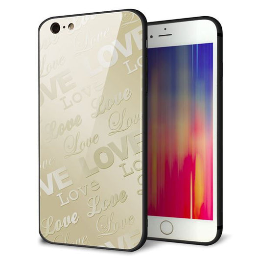 iPhone 6 Plus 強化ガラス&TPUスマホケース ガラプリ【SC840 エンボス風LOVEリンク(ヌーディーベージュ)】