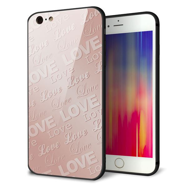 iPhone 6 Plus 強化ガラス&TPUスマホケース ガラプリ【SC841 エンボス風LOVEリンク(ローズピンク)】