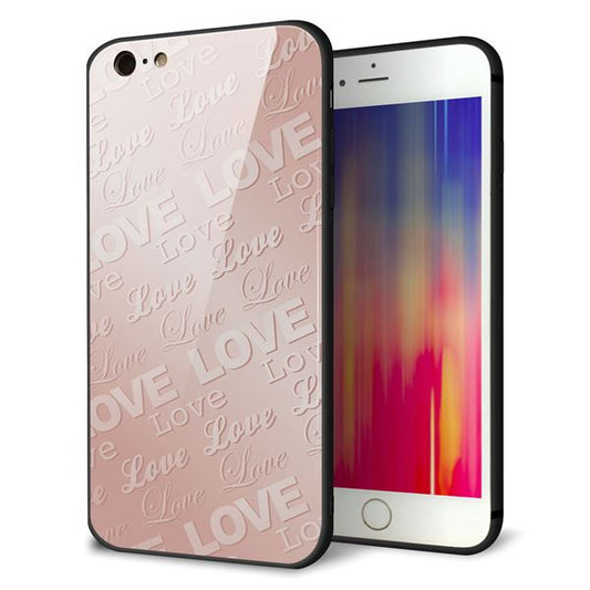 iPhone 6 Plus 強化ガラス&TPUスマホケース ガラプリ【SC841 エンボス風LOVEリンク(ローズピンク)】