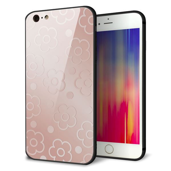 iPhone 6 Plus 強化ガラス&TPUスマホケース ガラプリ【SC843 エンボス風デイジーシンプル(ローズピンク)】
