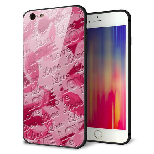 iPhone 6 Plus 強化ガラス&TPUスマホケース ガラプリ【SC845 フラワーヴェルニLOVE濃いピンク(ローズアンディアン)】