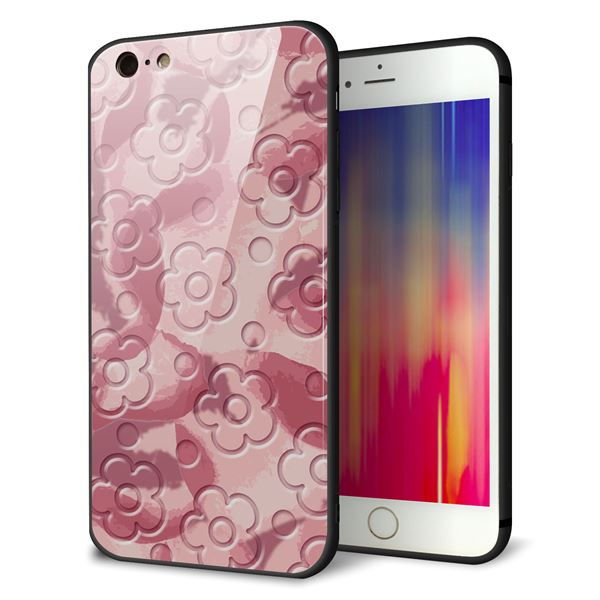 iPhone 6 Plus 強化ガラス&TPUスマホケース ガラプリ【SC846 フラワーヴェルニ花ピンク(ローズヴェルール)】