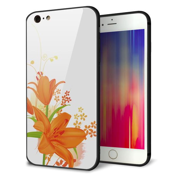 iPhone 6 Plus 強化ガラス&TPUスマホケース ガラプリ【SC848 ユリ(オレンジ)】