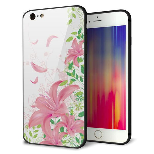 iPhone 6 Plus 強化ガラス&TPUスマホケース ガラプリ【SC849 ユリ(ピンク)】