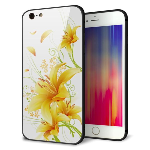 iPhone 6 Plus 強化ガラス&TPUスマホケース ガラプリ【SC852 ユリ(イエロー)】