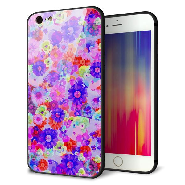 iPhone 6 Plus 強化ガラス&TPUスマホケース ガラプリ【SC868 リバティプリント フルールドパルファン(パープル)】
