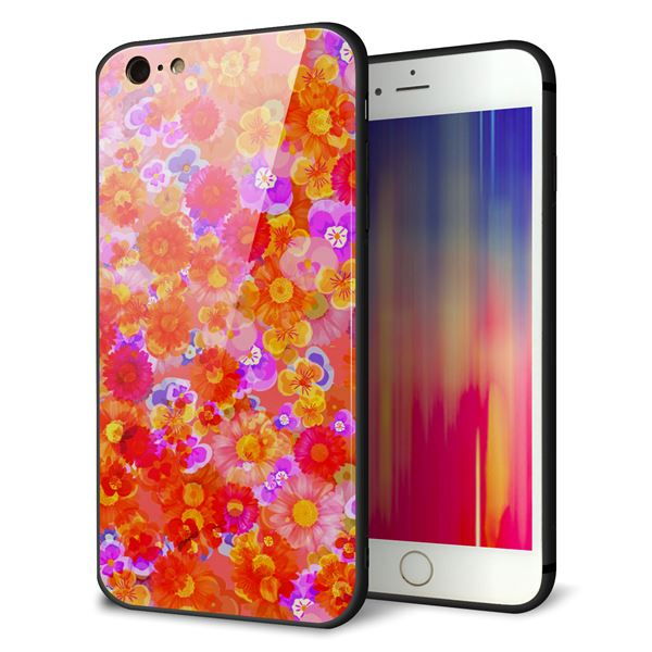 iPhone 6 Plus 強化ガラス&TPUスマホケース ガラプリ【SC871 リバティプリント フルールドパルファン(レッド)】