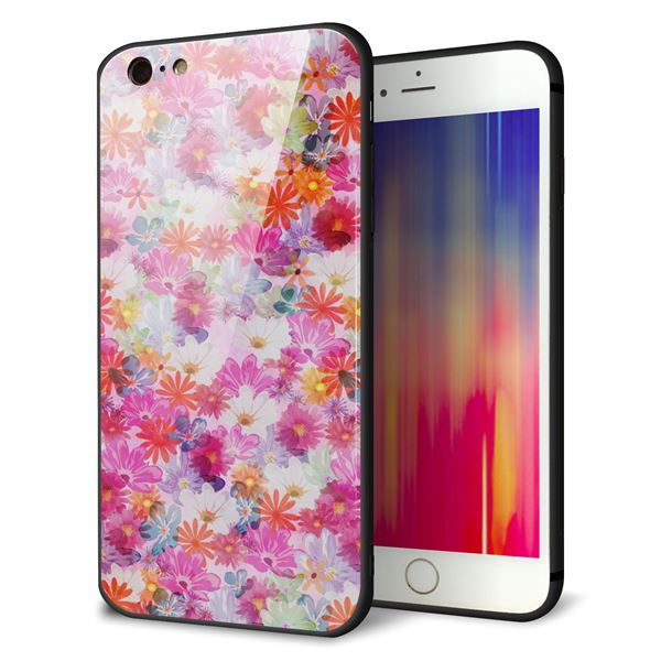 iPhone 6 Plus 強化ガラス&TPUスマホケース ガラプリ【SC874 リバティプリント プレスドフラワー(ピンク)】