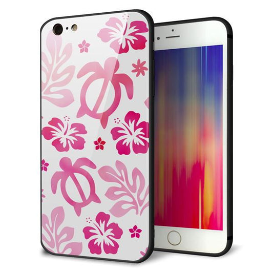 iPhone 6 Plus 強化ガラス&TPUスマホケース ガラプリ【SC879 ハワイアンアロハホヌ(ピンク)】