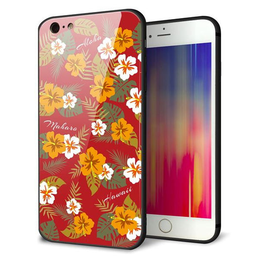 iPhone 6 Plus 強化ガラス&TPUスマホケース ガラプリ【SC885 ハワイアンアロハレトロ(レッド)】