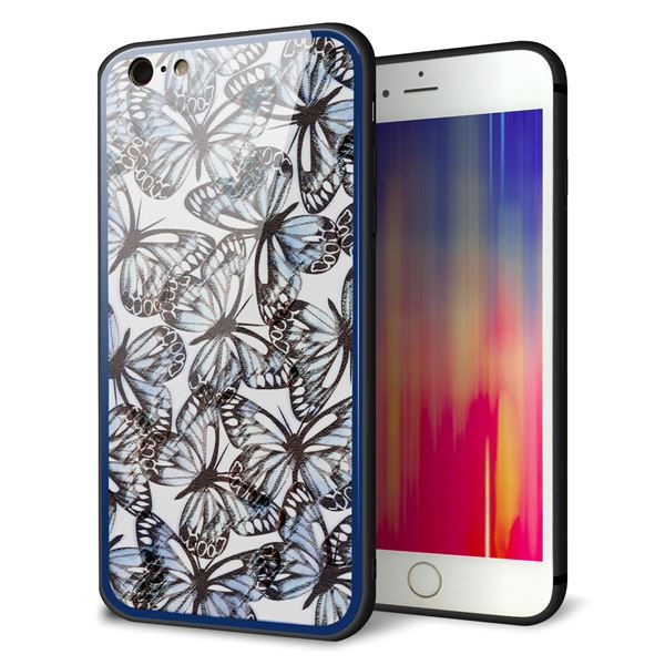 iPhone 6 Plus 強化ガラス&TPUスマホケース ガラプリ【SC906 ガーデンバタフライ ブルー】