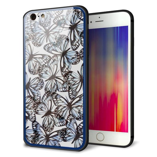 iPhone 6 Plus 強化ガラス&TPUスマホケース ガラプリ【SC906 ガーデンバタフライ ブルー】