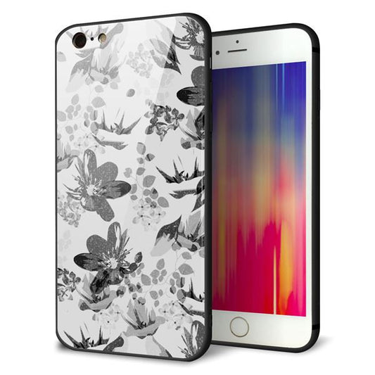 iPhone 6 Plus 強化ガラス&TPUスマホケース ガラプリ【SC914 花柄モノトーン 03】