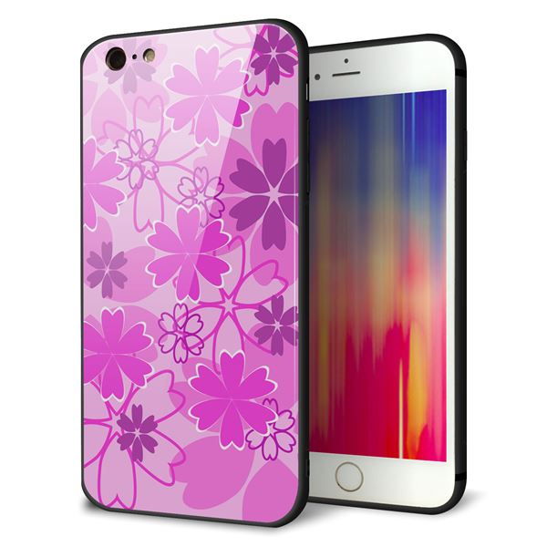 iPhone 6 Plus 強化ガラス&TPUスマホケース ガラプリ【VA961 重なり合う花 ピンク】